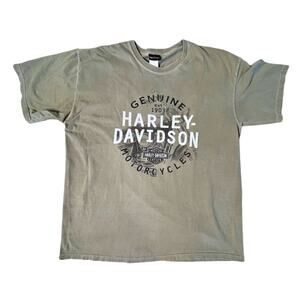 Harley Davidson Genuine Est. 1903 Lakeland, FL Olive Green T-shirt‎ X LARGE Moto